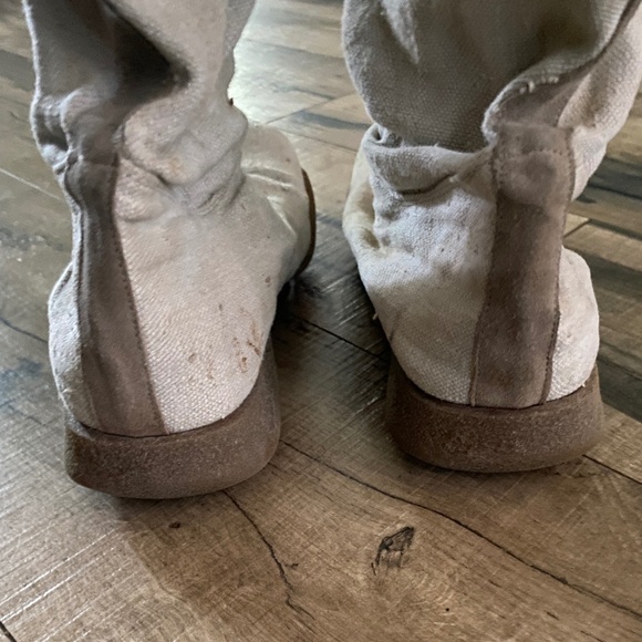 BOOGIE Ivory Linen Tall Scrunch Boot with Suede Accents Size 8 - Picture 8 of 14